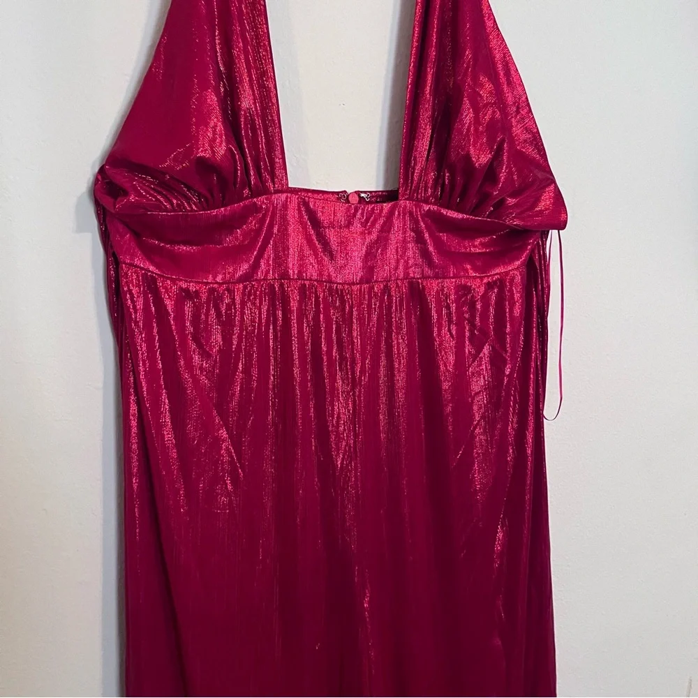 Fashion Nova Red Glitter and Glamour Jumpsuit 3X Plus Size Fashion Halter Top - Picture 4 of 13